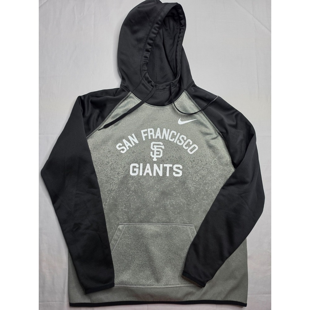 Nike Dri Fit San Francisco Giants Baseball Hoodie Men L Gray Black Raglan Sleeve - Picture 1 of 7